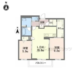 クリスタル シャーメゾン【201号室】の間取り