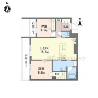 ジェイエイチエスプレミア西大寺【201号室】の間取り