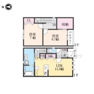 グランメゾン王寺南【102号室】の間取り