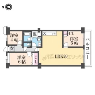 コトーハイツ伏見稲荷C棟【613号室】の間取り