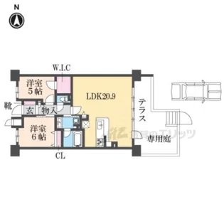 パデシオン伏見稲荷【1階号室】の間取り