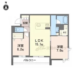 シャーメゾン オークルート五位堂【302号室】の間取り