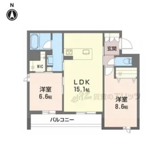 シャーメゾン オークルート五位堂【203号室】の間取り