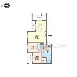シャーメゾン オークルート奈良【203号室】の間取り
