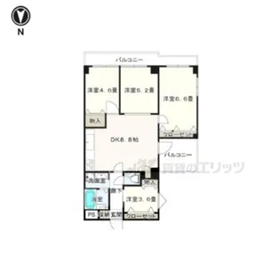 ライオンズマンション学園前【4階号室】の間取り