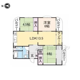近鉄東生駒ガーデンハイツM棟【202号室】の間取り