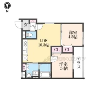 クリエオーレ倉治【1階】の間取り