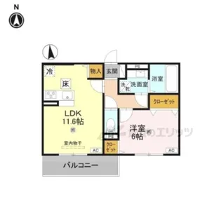 LUMIERE DU SOIR DEUX【102号室】の間取り