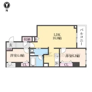 Mare京都一条【401号室】の間取り