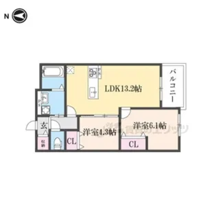 Plume葛野三条【302号室】の間取り