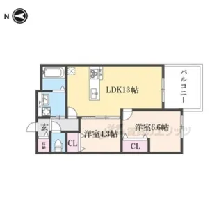 Plume葛野三条【303号室】の間取り