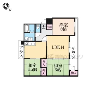 近鉄東生駒ガーデンハイツF棟【103号室】の間取り