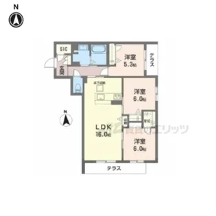 シャーメゾン バルーンフラワー【202号室】の間取り