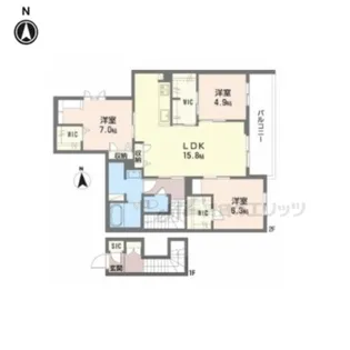 シャーメゾン バルーンフラワー【201号室】の間取り