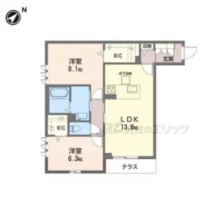 エクセルⅥ【105号室】の間取り