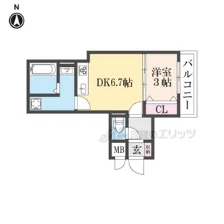「パークス山科」【202号室】の間取り