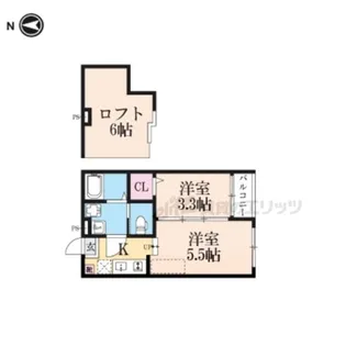 ハーモニーテラス深草大亀谷万帖敷町【202号室】の間取り
