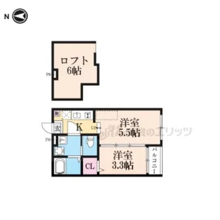 ハーモニーテラス深草大亀谷万帖敷町【203号室】の間取り