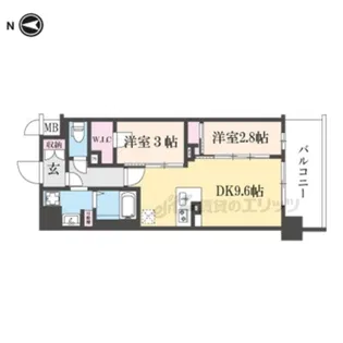 ソルテラス京都西院 悠洛【401号室】の間取り