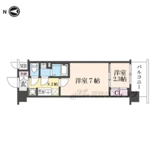 ソルテラス京都西院 悠洛【8階】の間取り