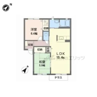 グランディ-ル・青垣【1階】の間取り