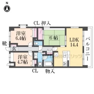 ライオンズマンション奈良やすらぎの道【5階】の間取り