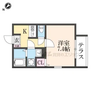 CREA TERRACE椥辻【1階】の間取り