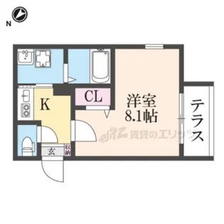 CREA TERRACE椥辻【1階】の間取り