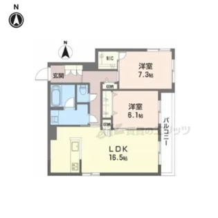 ラフィーネ松ヶ崎【201号室】の間取り