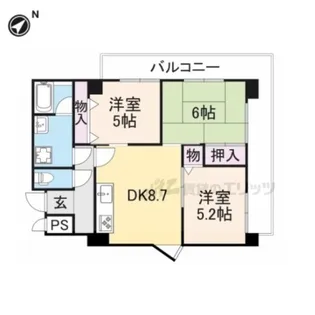 シャンティー西大寺【601号室】の間取り
