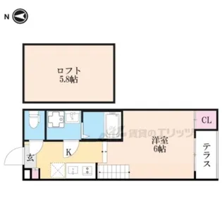 縁テラス淀【102号室】の間取り