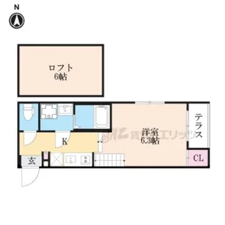 縁テラス淀【105号室】の間取り