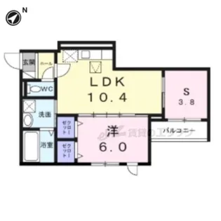 ヒカルサ枚方高野道【104号室】の間取り