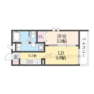 アヴェルーチェ三条堀川【203号室】の間取り