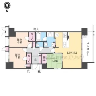 京都桂川つむぎの街グランスクエア【7階号室】の間取り