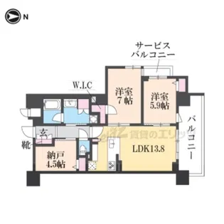 ユニハイム京都七条通り【7階号室】の間取り