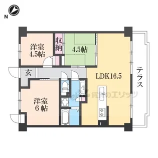 ライオンズマンション山科御陵【113号室】の間取り
