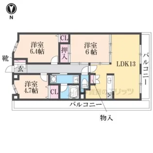 コスモ生駒【310号室】の間取り