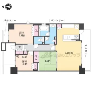 ヴェリテ洛西口ブライト8階【8号室】の間取り