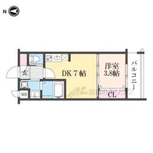 ファステート九条河原町レイヴ【208号室】の間取り