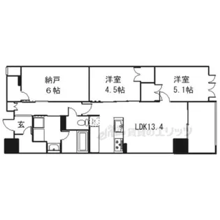 レーベン京都河原町五条ONE SUITE【6階】の間取り
