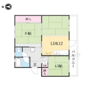 山田池住宅12号棟【303号室】の間取り
