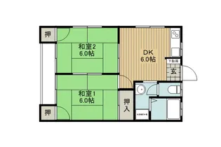 仲コーポ中洲【1階】の間取り