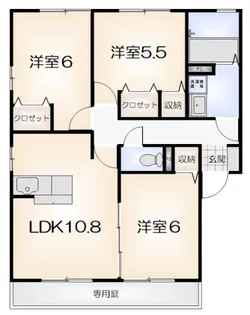 グランモア千代ヶ丸A【A101号室】の間取り