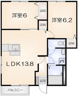 デュエルミサキ2D【101号室】の間取り