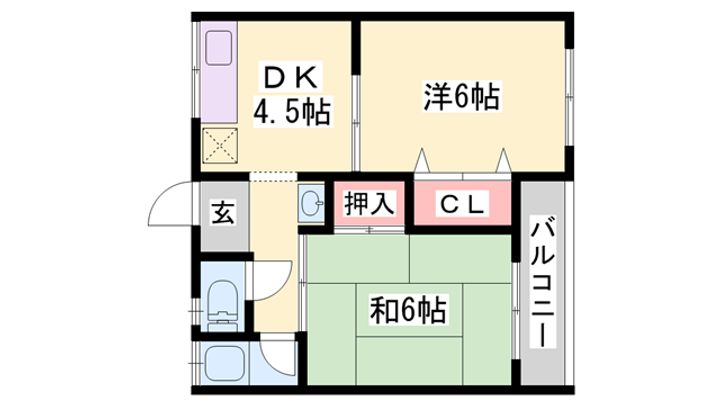マンション若葉1Dの間取り