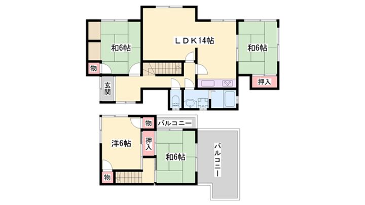 兵庫県三木市志染町東自由が丘3丁目(一戸建)の賃貸物件1の間取り
