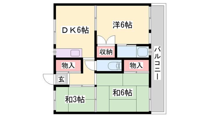 ビレッジハウス東二見6401の間取り