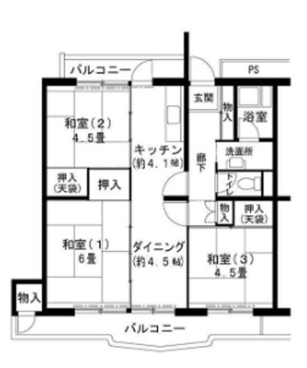 ビレッジハウス志染18-102の間取り