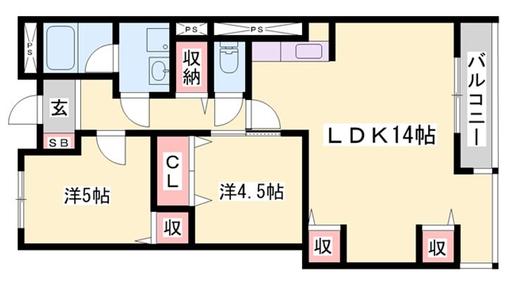 シャルムヒメゴー6-Dの間取り